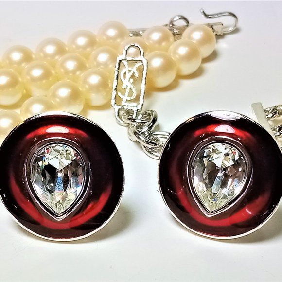 Vintage YSL Goossens Enamel Necklace Earring Set - Picture 7 of 13